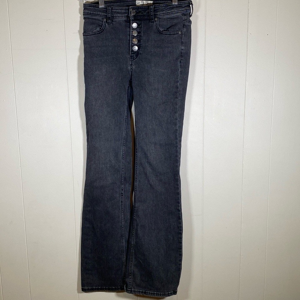 We The Free Jeans Womens 27 Black Denim Boot Cut Flare Button Fly Pants - Picture 2 of 13